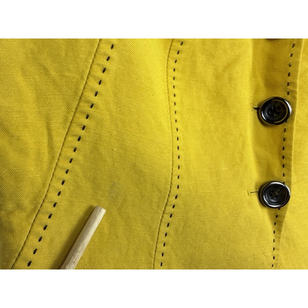 Tahari Arthur S Levine Skirt Suit 8P Yellow Linen Blazer Brown Skirt Leopard Set - Picture 16 of 16